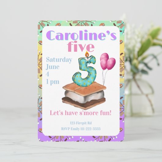 Let’s have s’more fun 5th Birthday Invitation 招待状 (スタンド正面)