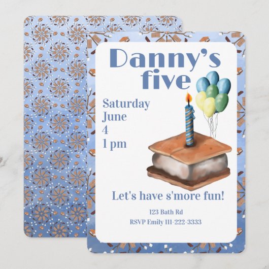 Let’s have s’more fun 5th Birthday Invitation 招待状 (正面/裏面)