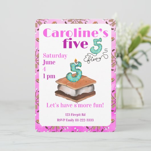Let’s have s’more fun 5th Birthday Invitation 招待状 (スタンド正面)