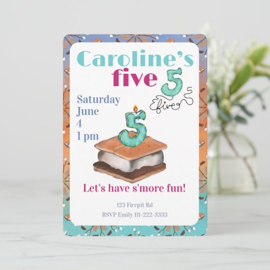 Let’s have s’more fun 5th Birthday Invitation 招待状 (スタンド正面)