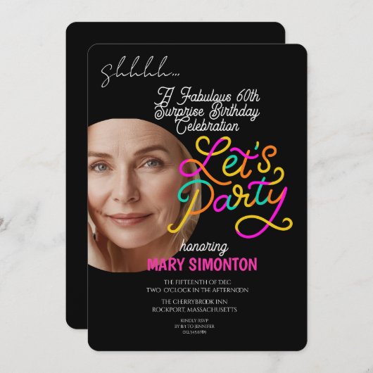 Let’s Party! A Fabulous 60th Surprise Celebration 招待状 (正面/裏面)