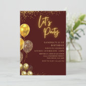 Let’s Party- elegant Birthday with Golden balloons 招待状 (スタンド正面)