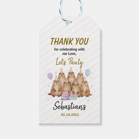 Let’s Party Groundhog 5th Birthday – Fun Kids ギフトタグ (正面)