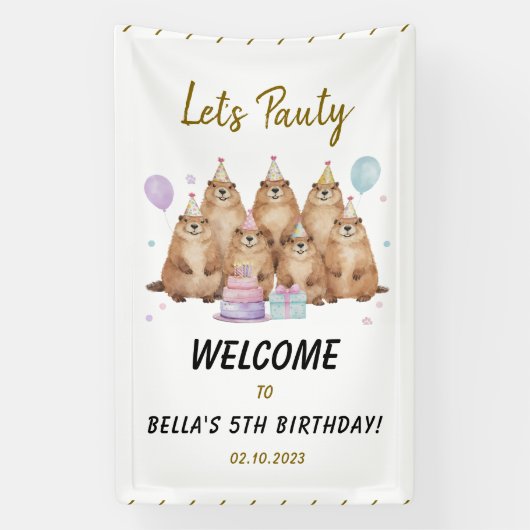 Let’s Party Groundhog 5th Birthday – Fun Kids 横断幕 (縦)
