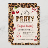 Let’s Party Leopard Cheetah Birthday Invitation 招待状 (正面/裏面)