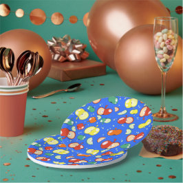 Let’s Party Started – Pop Apple on Blue ペーパープレート