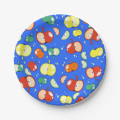 Let’s Party Started – Pop Apple on Blue ペーパープレート (正面)