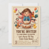 Let’s Party Til the Cows Come Home | Editable Farm 招待状 (正面)