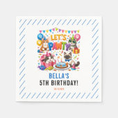 Let’s Pawty Cat 5th Birthday | Cute Kitty Birthday スタンダードカクテルナプキン (正面)