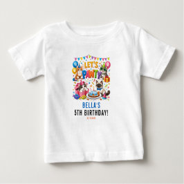Let’s Pawty Cat 5th Birthday | Cute Kitty Birthday ベビーTシャツ
