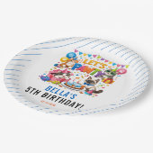 Let’s Pawty Cat 5th Birthday | Cute Kitty Birthday ペーパープレート (アングル)