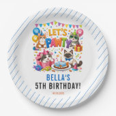 Let’s Pawty Cat 5th Birthday | Cute Kitty Birthday ペーパープレート (正面)