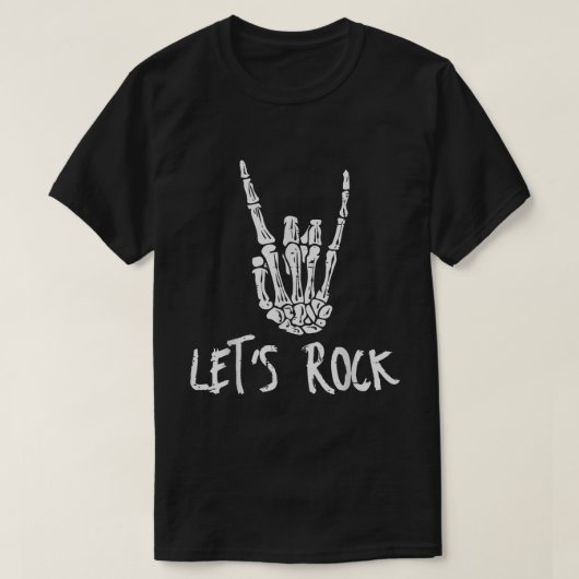 Let’s Rock Skeleton Hand Design Tシャツ (デザイン正面)