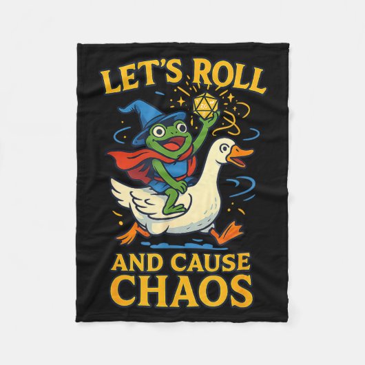 Let’s Roll And Cause Chaos Frog Wizard Goose Rpg A フリースブランケット (正面)