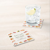 Let’s Roll into Fun! Sushi Birthday Party Invitati スクエアペーパーコースター (インサイチュ)