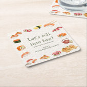 Let’s Roll into Fun! Sushi Birthday Party Invitati スクエアペーパーコースター (アングル)