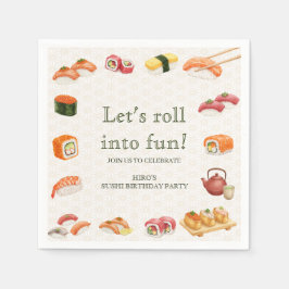 Let’s Roll into Fun! Sushi Birthday Party Invitati スタンダードカクテルナプキン