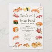 Let’s Roll into Fun! Sushi Birthday Party Invitati 招待状 (正面)