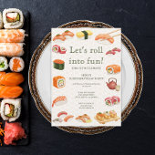 Let’s Roll into Fun! Sushi Birthday Party Invitati 招待状