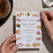 Let’s Roll into Fun! Sushi Birthday Party Invitati 招待状