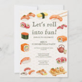 Let’s Roll into Fun! Sushi Birthday Party Invitati 招待状 (正面)
