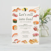 Let’s Roll into Fun! Sushi Birthday Party Invitati 招待状 (スタンド正面)