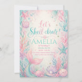 Let’s Shell-ebrate Mermaid Invitation Editable 招待状 (正面)