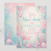 Let’s Shell-ebrate Mermaid Invitation Editable 招待状 (正面/裏面)