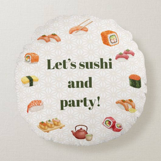 Let’s sushi and party!  ラウンドクッション (正面)
