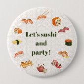 Let’s sushi and party! 缶バッジ (正面)