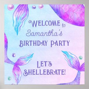 Let Shellebrate Mermaid Birthday Partyポスター ポスター