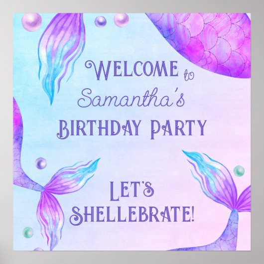 Let Shellebrate Mermaid Birthday Partyポスター ポスター (正面)