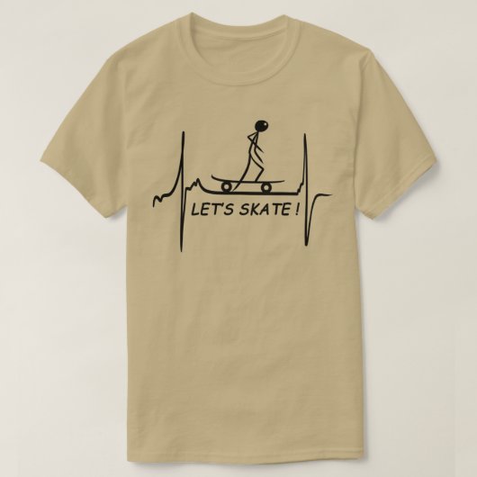 LET SKATEハートビートスケートボードとスケートギフト Tシャツ (デザイン正面)