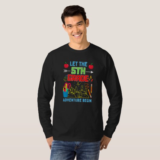 Let The 5th Grade Adventure Begin Fourth Grade Tea Tシャツ (正面フル)