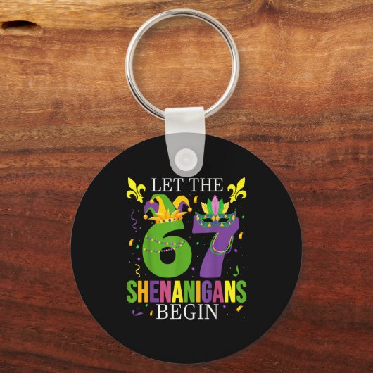 Let The 67 Shenanigans Begin Funny 6 7 Six Seven M キーホルダー (正面)
