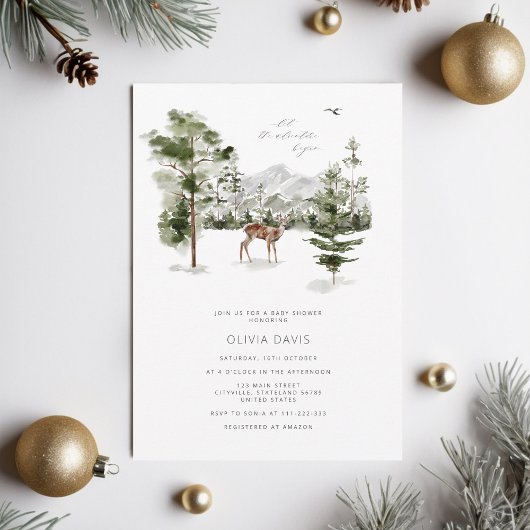 Let The Adventure Begin ベイビーシャワー 招待状