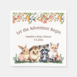let the adventure begin animals baby shower  スタンダードカクテルナプキン