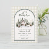  Let The Adventure Begin Arch Gingham Baby Shower 招待状 (スタンド正面)