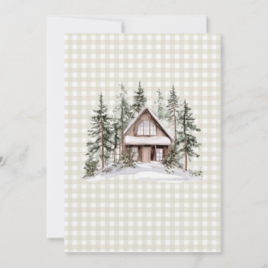  Let The Adventure Begin Arch Gingham Baby Shower 招待状 (裏面)