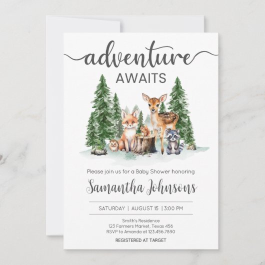 Let the Adventure Begin Baby Shower  招待状 (正面)