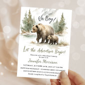 Let The Adventure Begin Baby Shower Boy Bear 招待状