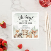 Let The Adventure Begin Baby Shower Boy Woodland スタンダードカクテルナプキン (インサイチュ)