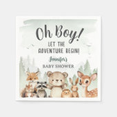 Let The Adventure Begin Baby Shower Boy Woodland スタンダードカクテルナプキン (正面)