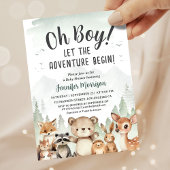 Let The Adventure Begin Baby Shower Boy Woodland 招待状