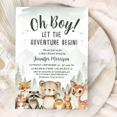 Let The Adventure Begin Baby Shower Boy Woodland 招待状