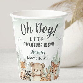 Let The Adventure Begin Baby Shower Boy Woodland 紙コップ