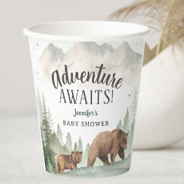 Let The Adventure Begin Baby Shower Woodland Paper 紙コップ