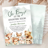 Let The Adventure Begin Boy Baby Shower Woodland 招待状