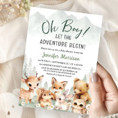 Let The Adventure Begin Boy Baby Shower Woodland 招待状