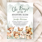 Let The Adventure Begin Boy Baby Shower Woodland 招待状